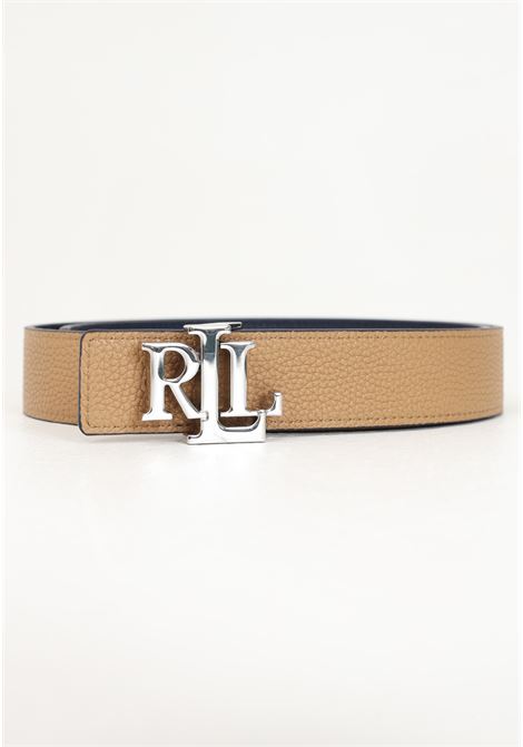 Blue and beige reversible women's belt with LRL monogram plaque LAUREN RALPH LAUREN | 412912039008NAVY